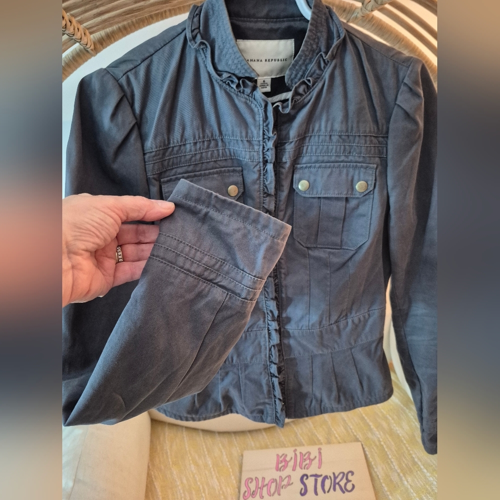 Banana Republic Blue grey Ruffled Jacket - Picture 7 of 10